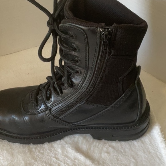 Black Combat Moto Boots with Lace-Up Design steel toe - Picture 3 of 8
